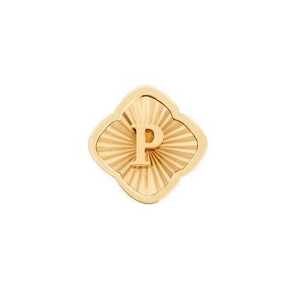 Rosette Textured Clover Charms (Gold) - Initials