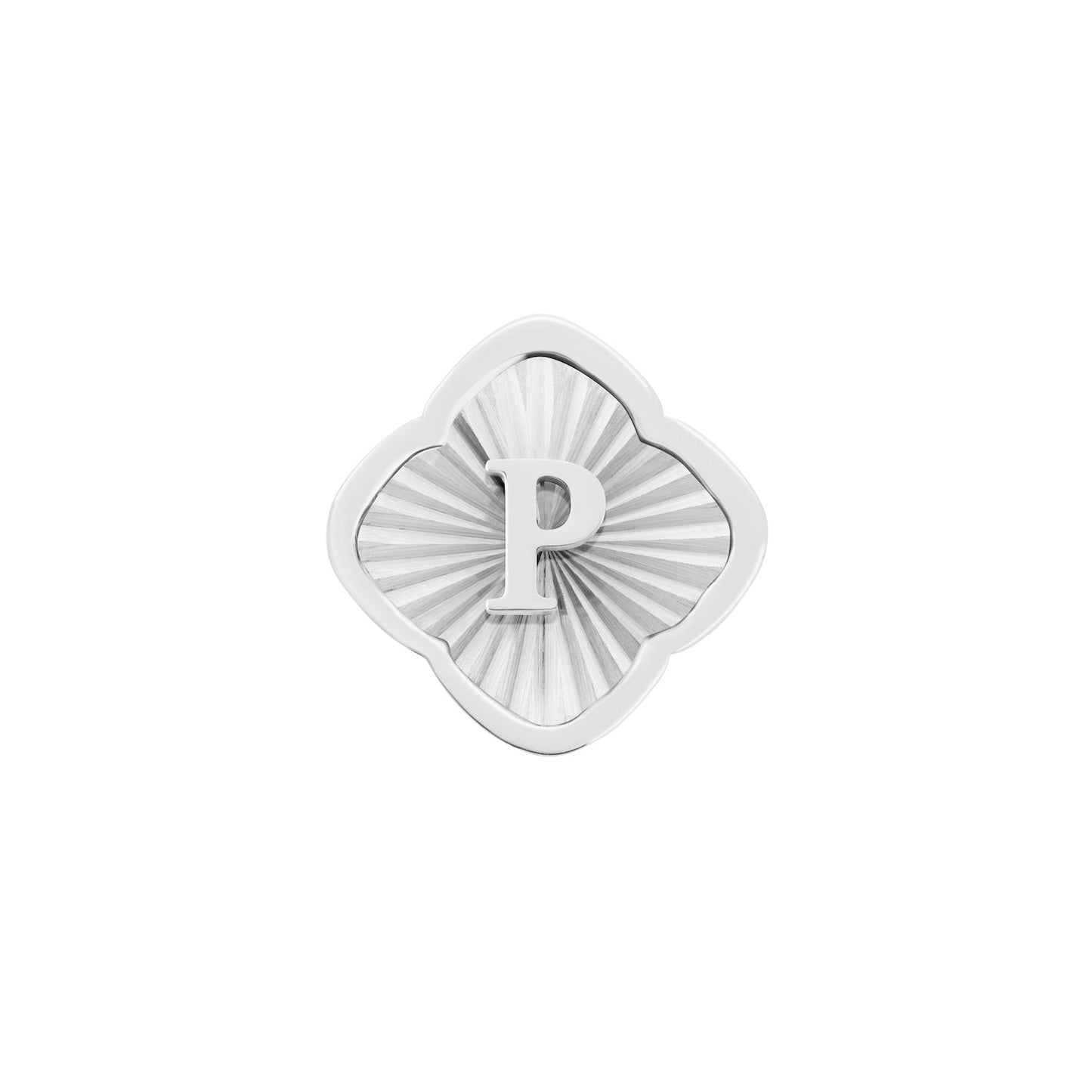 Rosette Textured Clover Charms (Silver) - Initials