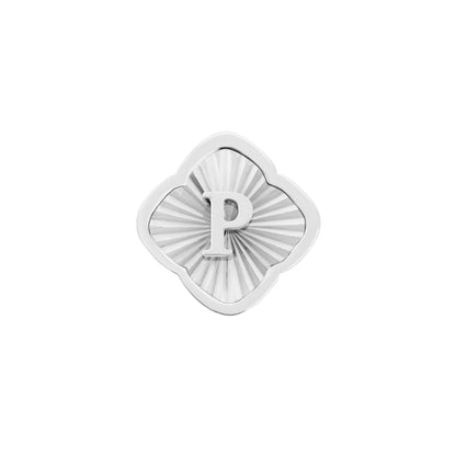 Rosette Textured Clover Charms (Silver) - Initials