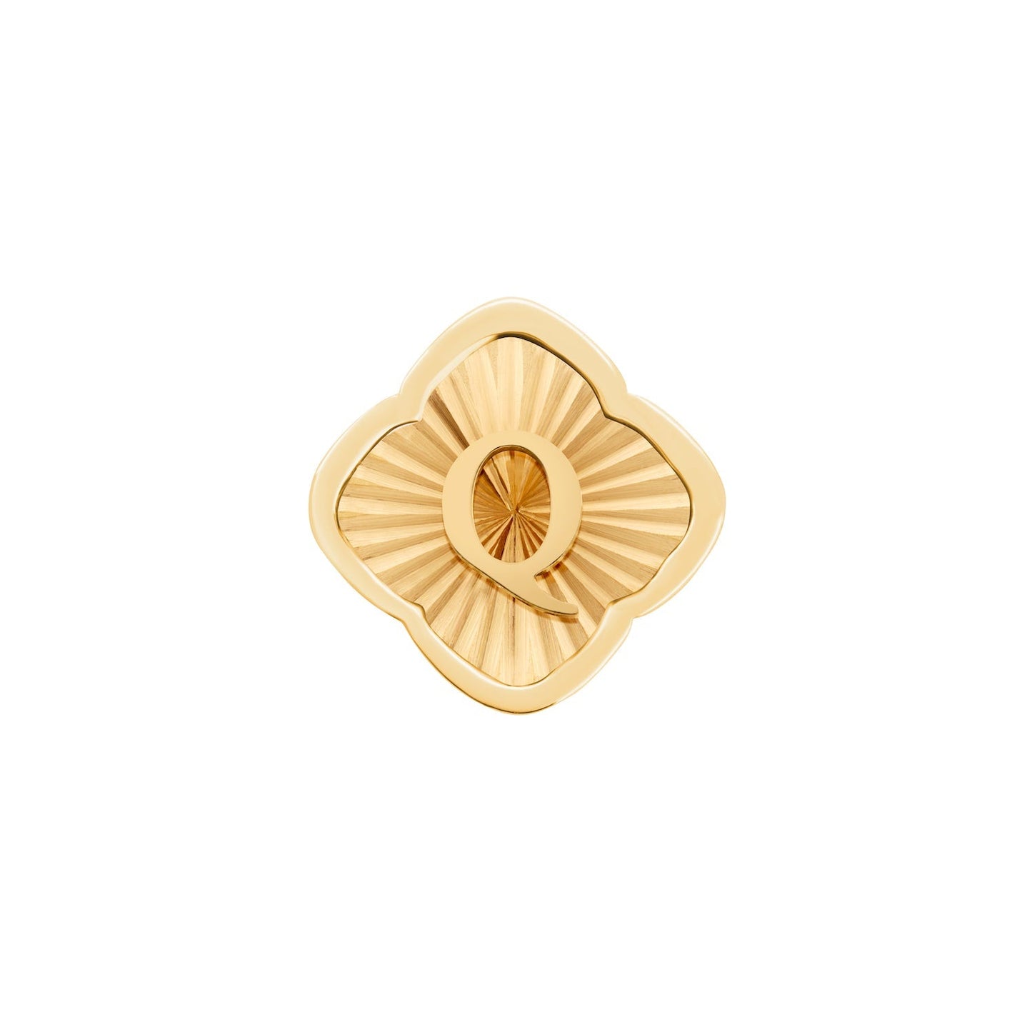 Rosette Textured Clover Charms (Gold) - Initials