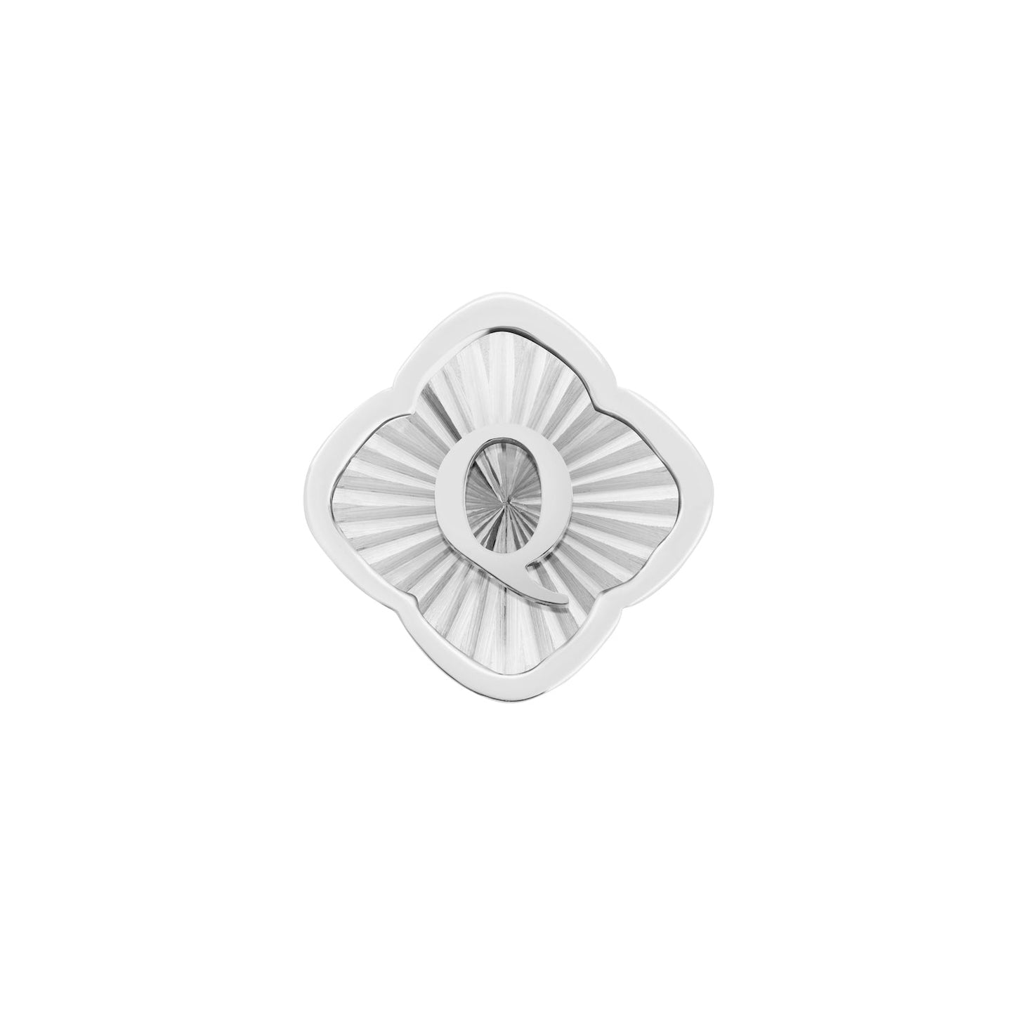 Rosette Textured Clover Charms (Silver) - Initials
