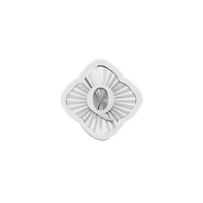 Rosette Textured Clover Charms (Silver) - Initials