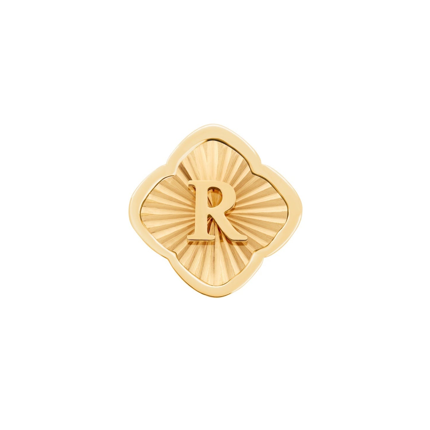 Rosette Textured Clover Charms (Gold) - Initials