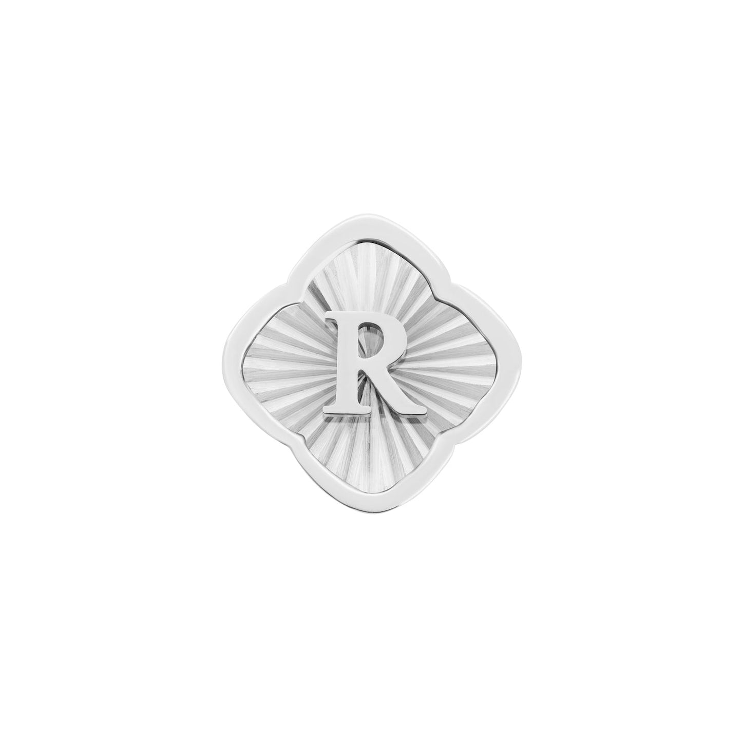 Rosette Textured Clover Charms (Silver) - Initials