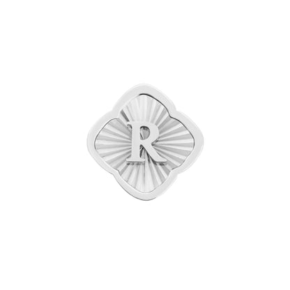 Rosette Textured Clover Charms (Silver) - Initials