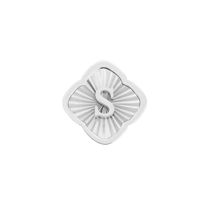 Rosette Textured Clover Charms (Silver) - Initials