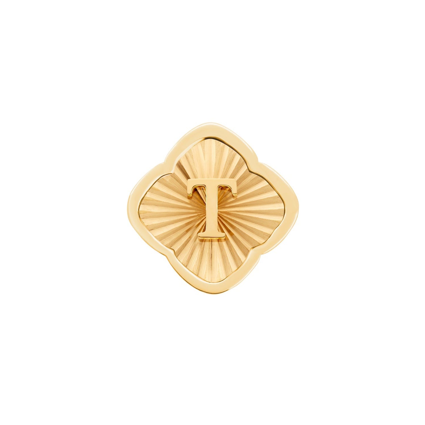 Rosette Textured Clover Charms (Gold) - Initials