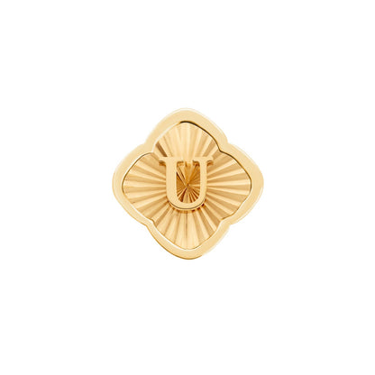 Rosette Textured Clover Charms (Gold) - Initials