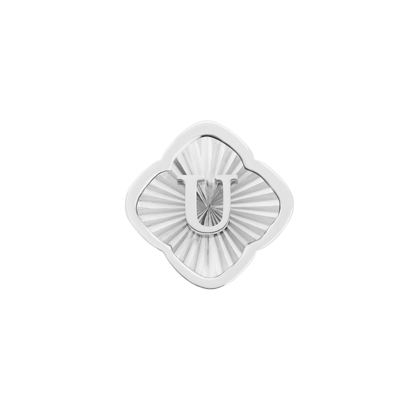 Rosette Textured Clover Charms (Silver) - Initials