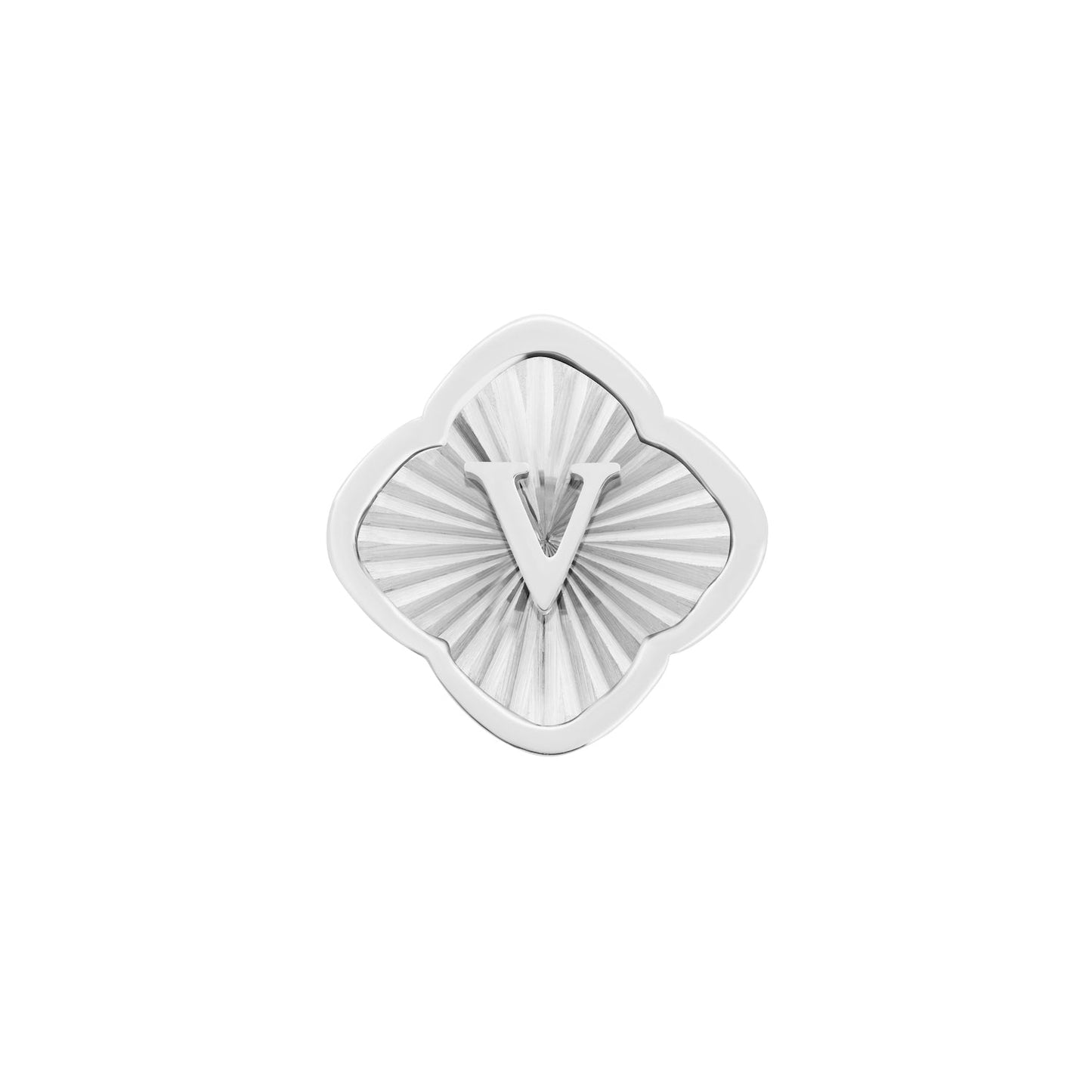 Rosette Textured Clover Charms (Silver) - Initials