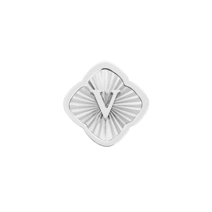 Rosette Textured Clover Charms (Silver) - Initials