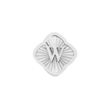 Rosette Textured Clover Charms (Silver) - Initials