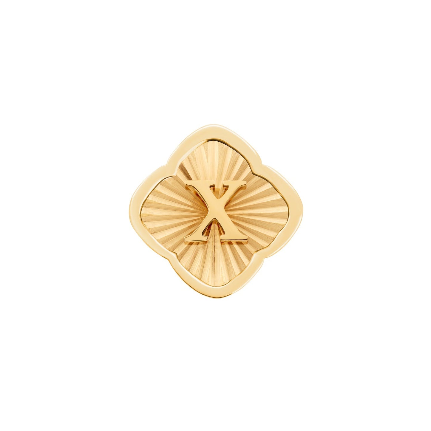 Rosette Textured Clover Charms (Gold) - Initials