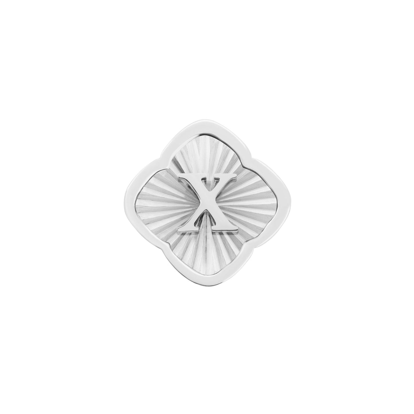 Rosette Textured Clover Charms (Silver) - Initials