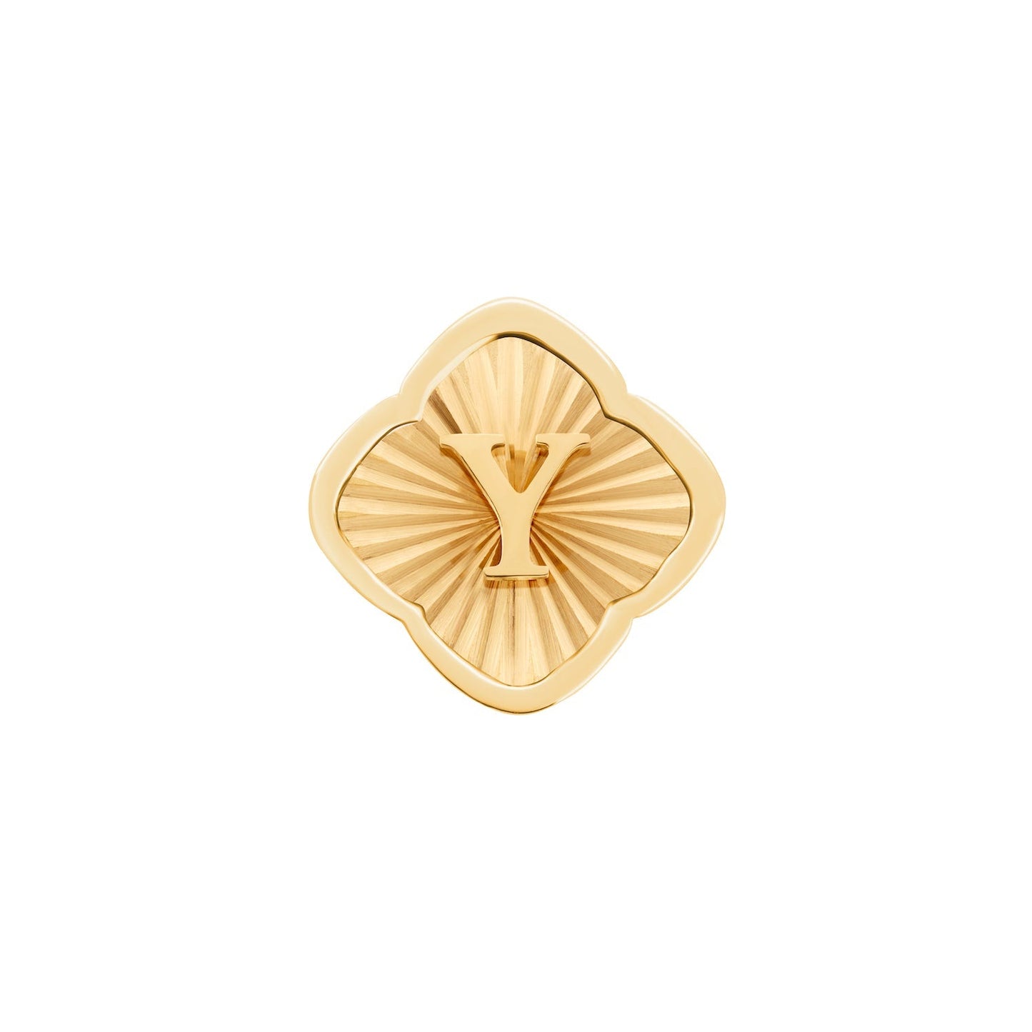 Rosette Textured Clover Charms (Gold) - Initials