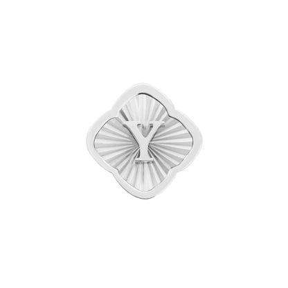 Rosette Textured Clover Charms (Silver) - Initials