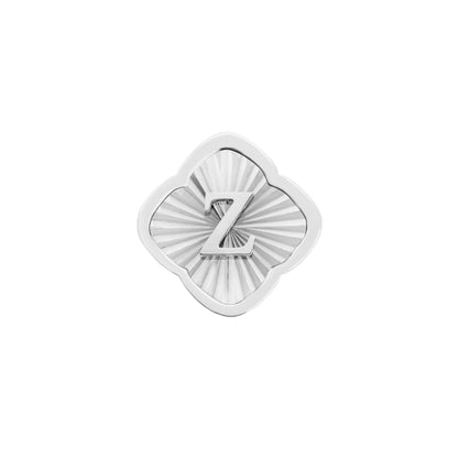 Rosette Textured Clover Charms (Silver) - Initials