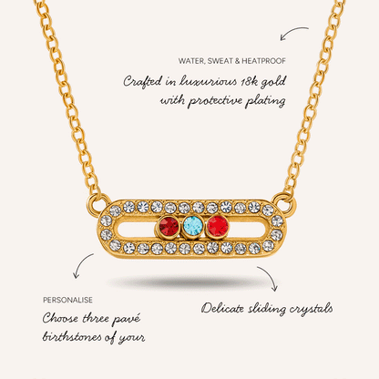 Birthstone Kinetic Pavé Necklace (Gold)