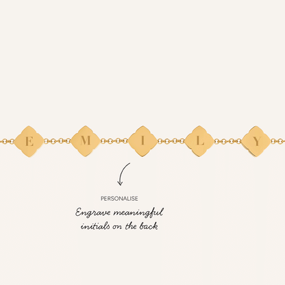 Blue Lace Agate Clover Bracelet (Gold) - TEST