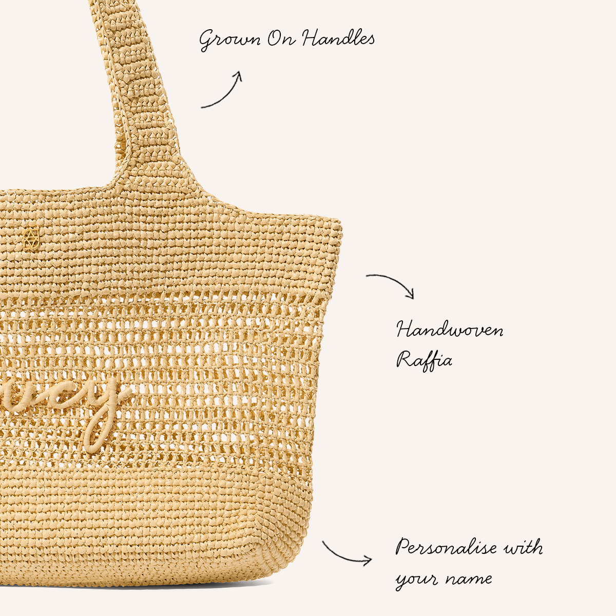 Personalised Raffia Tote Bag (Natural)