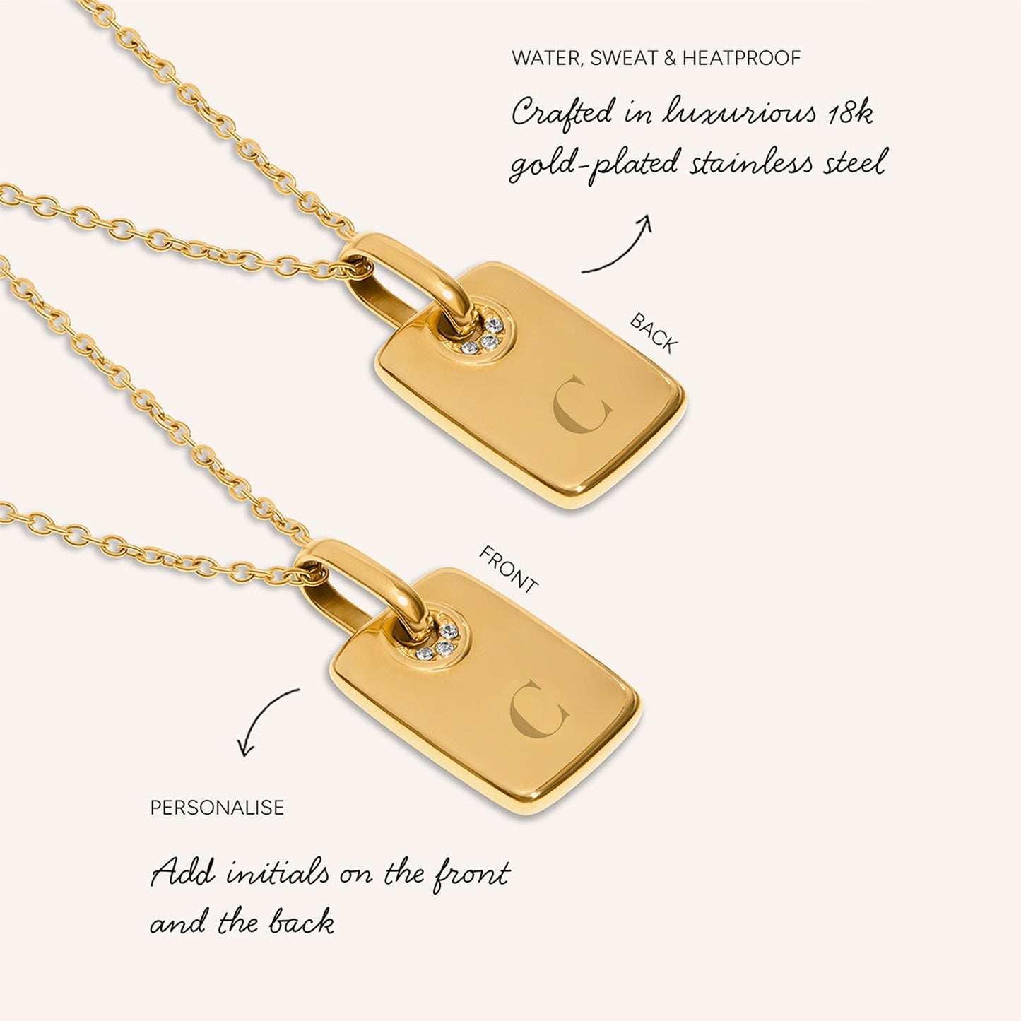 Mini Written In The Stars Initial Tag Necklace (Gold)