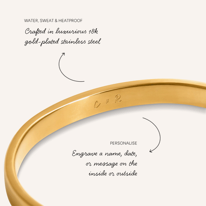 Custom Handwritten Domed Bangle (Gold)