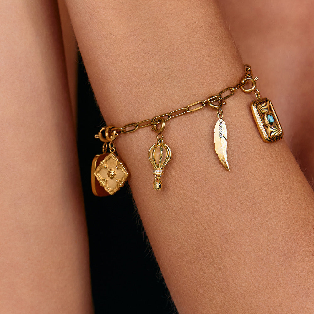 Golden Hot Air Balloon Charm