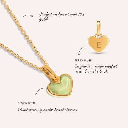 Mint Green Quartz Heart Necklace (Gold)
