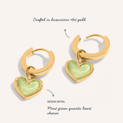 Mint Green Quartz Heart Set (Gold)