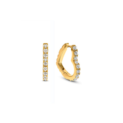 Pavé Heart Hoops (Gold)