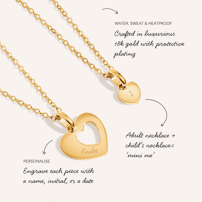 Heart 'Mini & Me' Necklace Set (Gold)