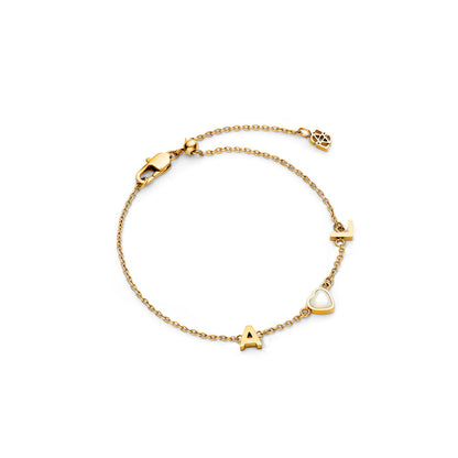 Made Mine Initials & Birthstone Bracelet - Gold