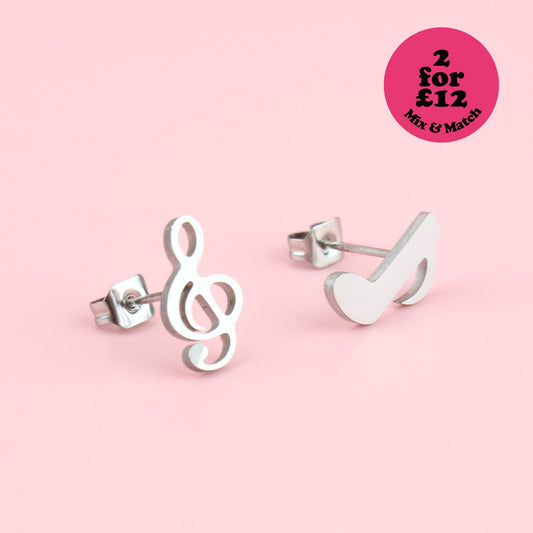 Treble Clef & Quaver Stud Earrings