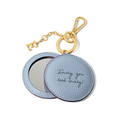 Leather Mirror Keyring (Powder Blue)