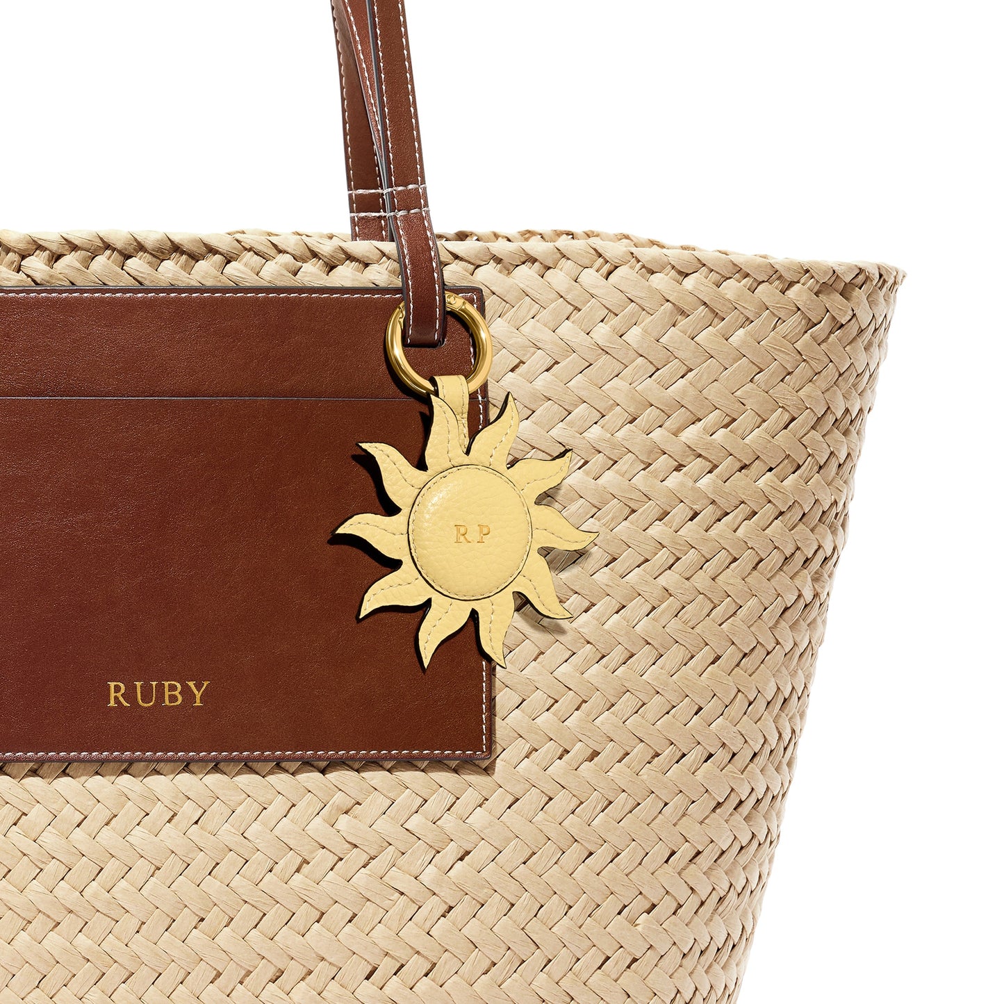 Leather Sun Keyring (Butter Yellow)