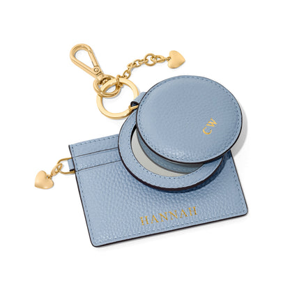 Leather Mirror Keyring (Powder Blue)