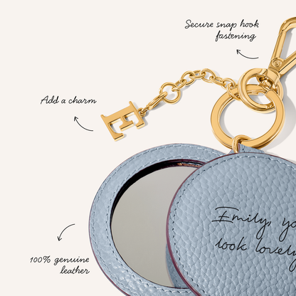 Leather Mirror Keyring (Powder Blue)
