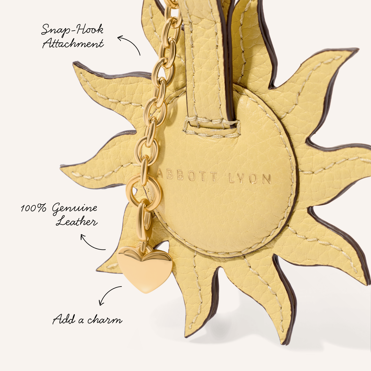 Leather Sun Keyring (Butter Yellow)
