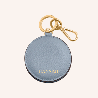 Leather Mirror Keyring (Powder Blue)
