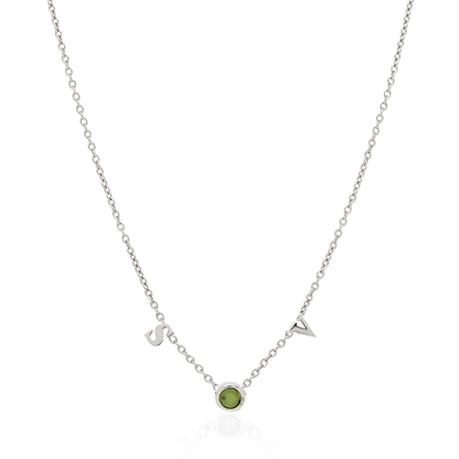 Made Mine Initials & Birthstone Necklace (Silver)