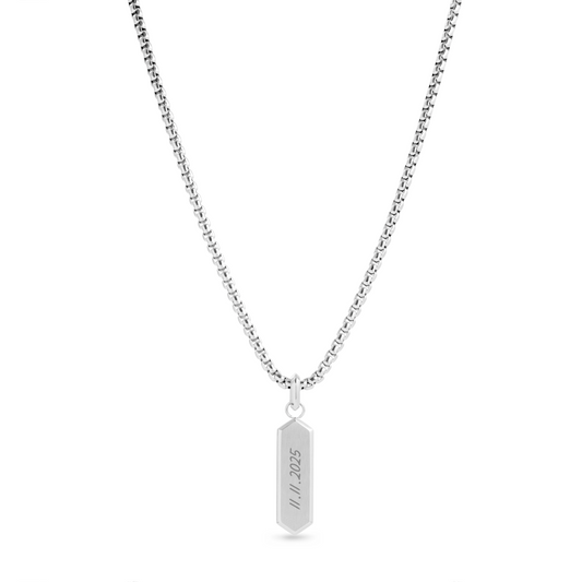 Intersection Engravable Tag Pendant (Silver)