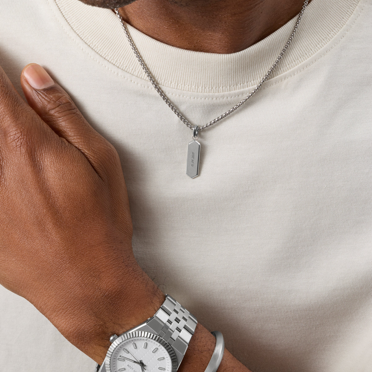 Intersection Engravable Tag Pendant (Silver)
