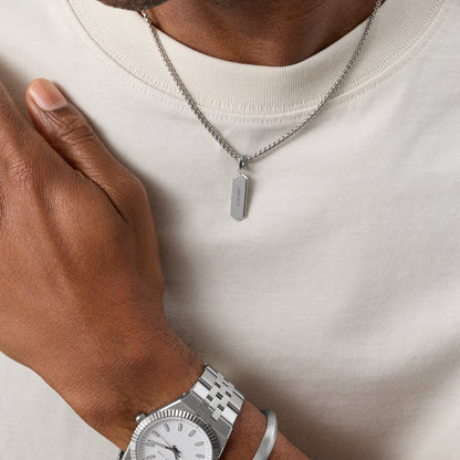 Intersection Engravable Tag Pendant (Silver)