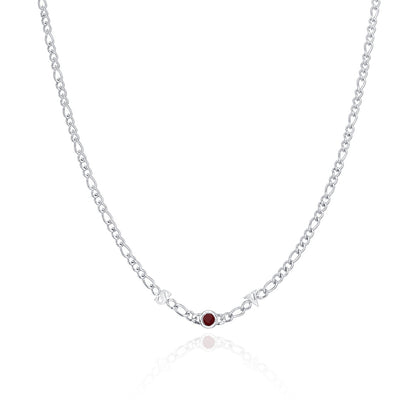 Made Mine Initials & Birthstone Necklace (Silver)
