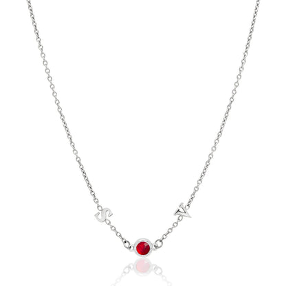 Made Mine Initials & Birthstone Necklace (Silver)