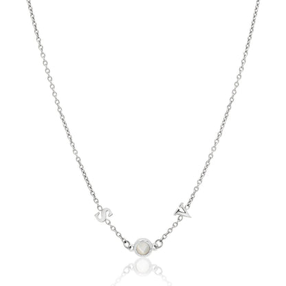 Made Mine Initials & Birthstone Necklace (Silver)
