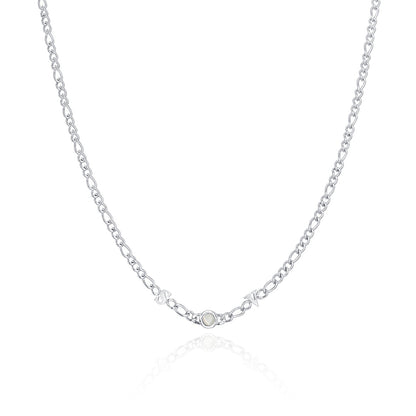 Made Mine Initials & Birthstone Necklace (Silver)