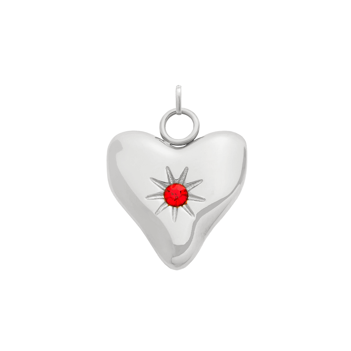 Molten Heart Birthstone Charm (Silver)