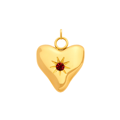 Molten Heart Birthstone Charm (Gold)