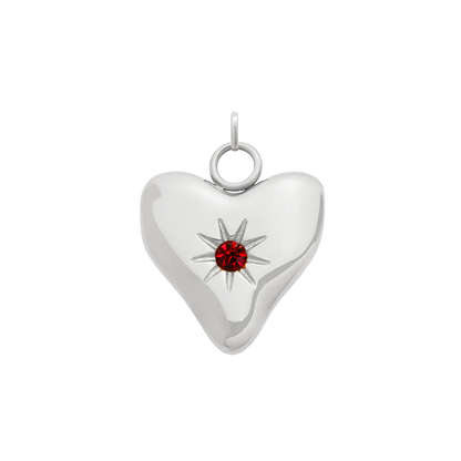 Molten Heart Birthstone Charm (Silver)
